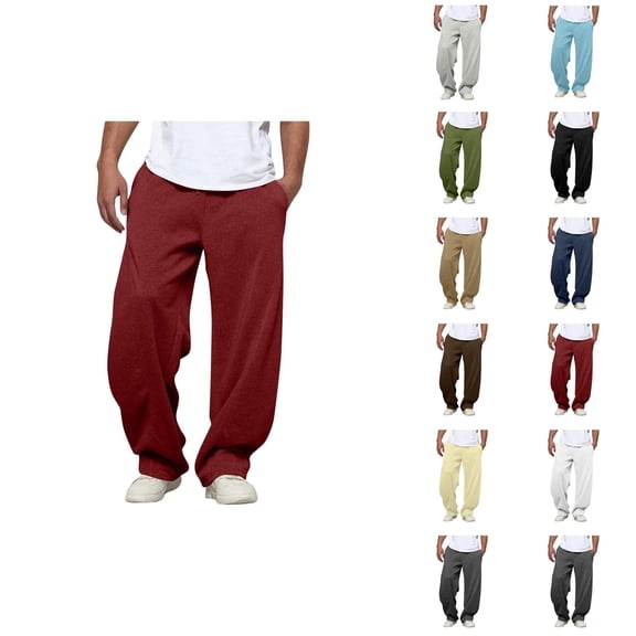 Sweatpants for Men 2025 Solid Color Elastic Waist Drawstring Baggy Pants with Pockets Casual Trousers