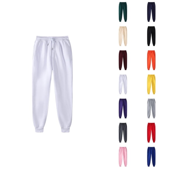 Sweatpants for Men 2026 Fall Winter Trendy Elastic Waist Drawstring Lined Joggers with Pockets Trousers