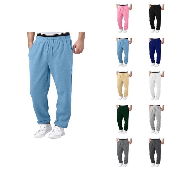 Sweatpants for Men 2026 Fashion Elastic Waist Drawstring Relaxed Fit Wide Leg Casual Pants with Pockets Trousers