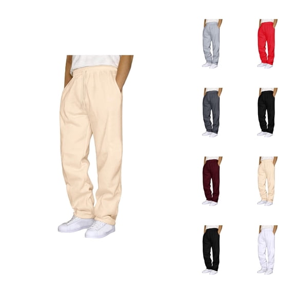 Sweatpants for Men 2026 Fashion Elastic Waist Drawstring Straight Leg Casual Pants with Pockets Trousers