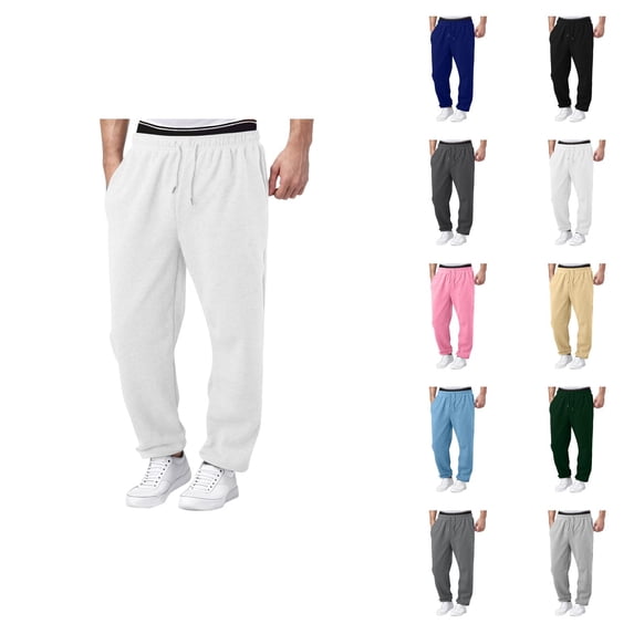 Sweatpants for Men 2026 Fashion Elastic Waist Drawstring Wide Leg Relaxed Fit Casual Pants Trousers with Pockets