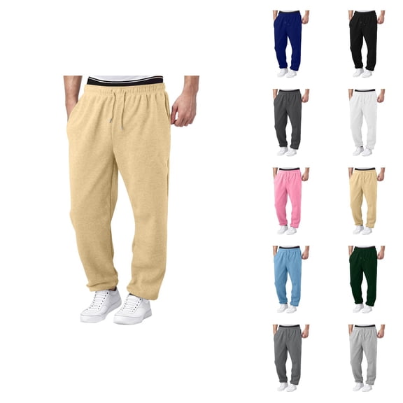 Sweatpants for Men 2026 Fashion Elastic Waist Drawstring Wide Leg Relaxed Fit Casual Pants Trousers with Pockets