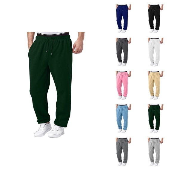 Sweatpants for Men 2026 Fashion Elastic Waist Drawstring Wide Leg Relaxed Fit Casual Pants Trousers with Pockets