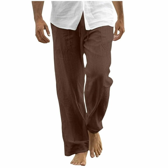 Sweatpants for Men 2026 Summer Casual Leisure Pocket Draw Rope Straight Tube Easy Beach Trousers