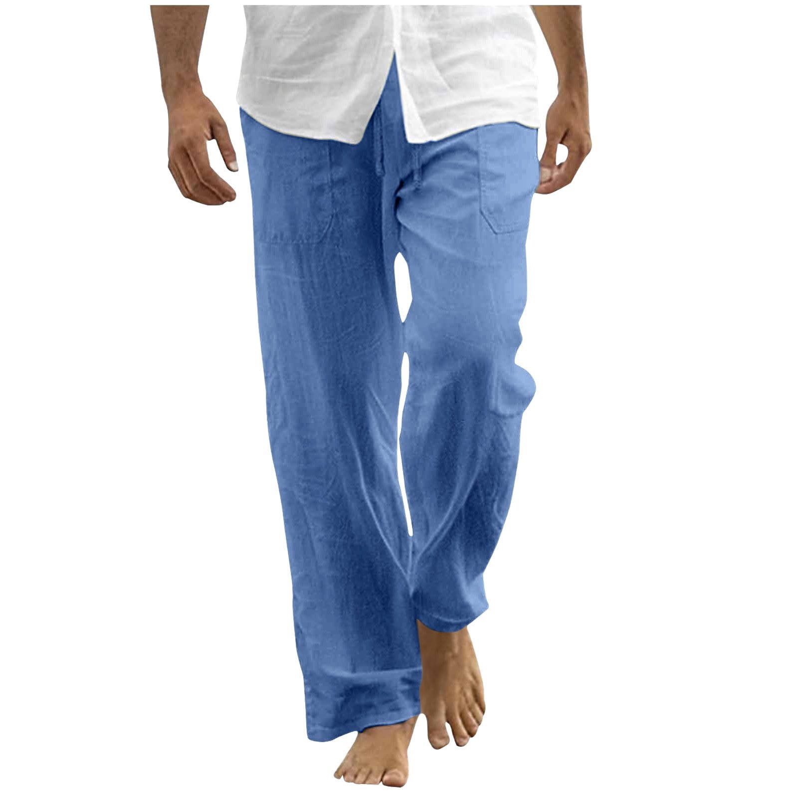 Sweatpants With Rope Sweatpants for Men 2026 Summer Man Leisure Pocket Draw Rope Straight ...