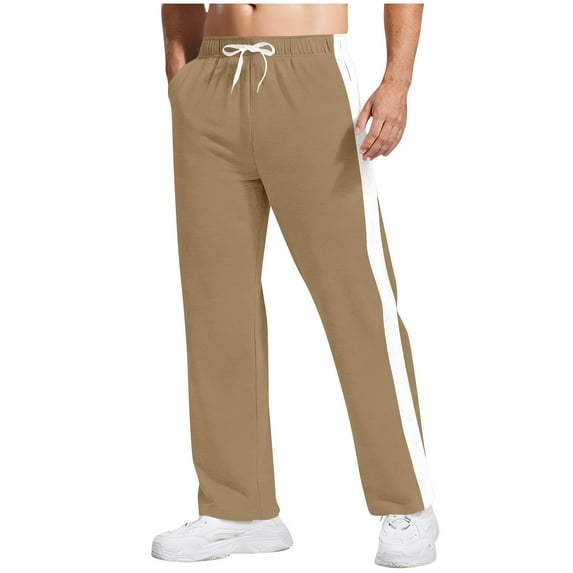 Sweatpants for Men 2026 Summer Mens Fashion Solid Color Drawstring Elastic Waist Pocket Sports Pants Sweatpants