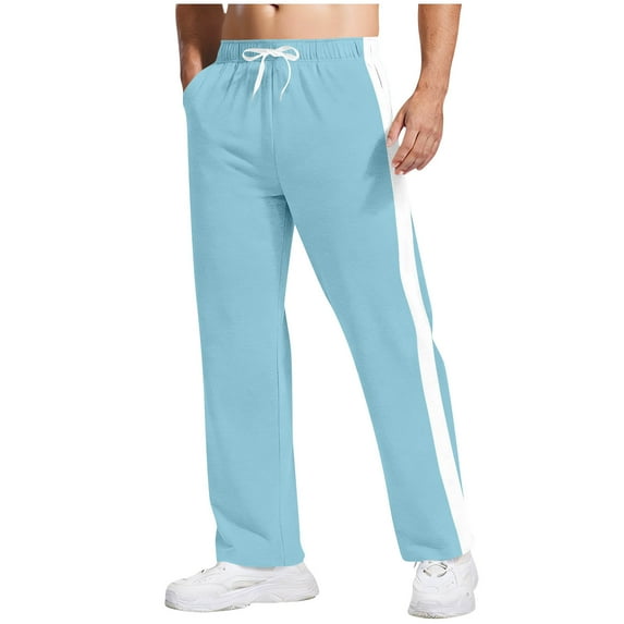 Sweatpants for Men 2026 Summer Mens Fashion Solid Color Drawstring Elastic Waist Pocket Sports Pants Sweatpants