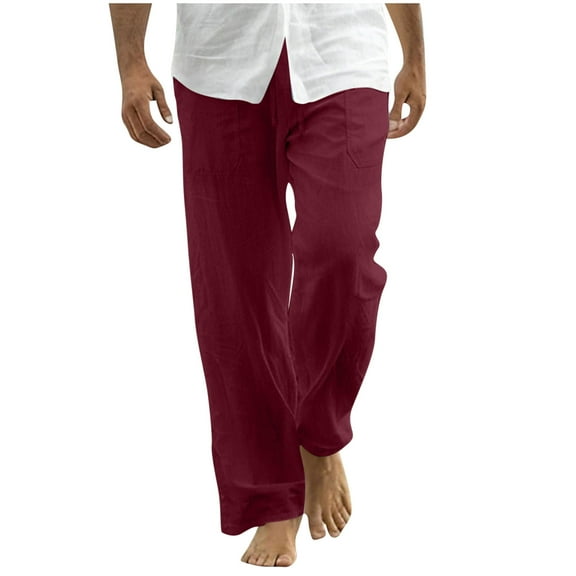 Sweatpants for Men 2026 Summer Sports Leisure Pocket Draw Rope Straight Tube Easy Beach Sylish Trousers