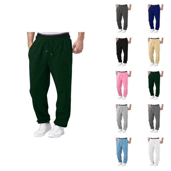 Sweatpants for Men 2026 Trendy Drawstring Elastic Waist Relaxed Fit Wide Leg Casual Pants Trousers with Pockets