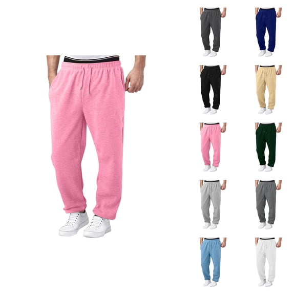 Sweatpants for Men 2026 Trendy Drawstring Elastic Waist Relaxed Fit Wide Leg Casual Pants Trousers with Pockets