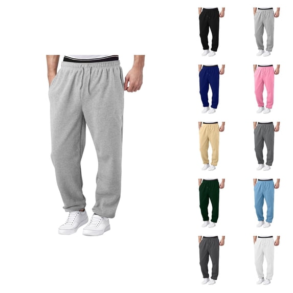 Sweatpants for Men 2026 Trendy Drawstring Elastic Waist Relaxed Fit Wide Leg Casual Pants with Pockets Trousers