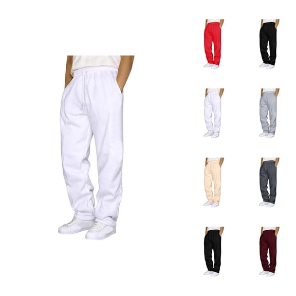 Sweatpants for Men 2026 Trendy Drawstring Elastic Waist Straight Leg Casual Pants Trousers with Pockets