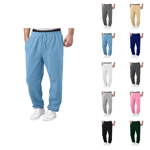 Sweatpants for Men 2026 Trendy Drawstring Elastic Waist Wide Leg Relaxed Fit Casual Pants Trousers with Pockets