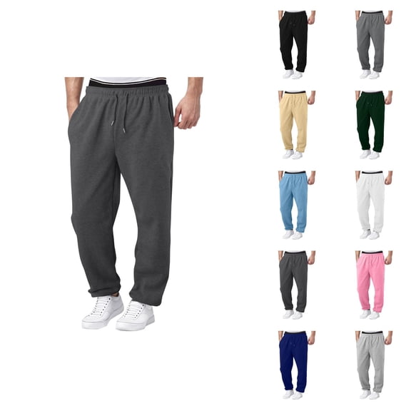 Sweatpants for Men 2026 Trendy Drawstring Elastic Waist Wide Leg Relaxed Fit Casual Pants with Pockets Trousers
