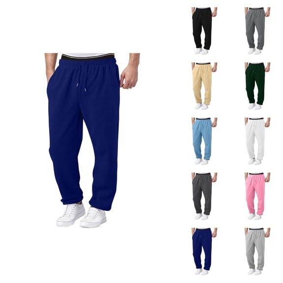 Sweatpants for Men 2026 Trendy Drawstring Elastic Waist Wide Leg Relaxed Fit Casual Pants with Pockets Trousers