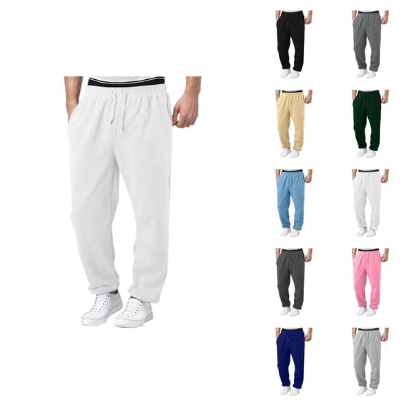 Sweatpants for Men 2026 Trendy Drawstring Elastic Waist Wide Leg Relaxed Fit Casual Pants with Pockets Trousers