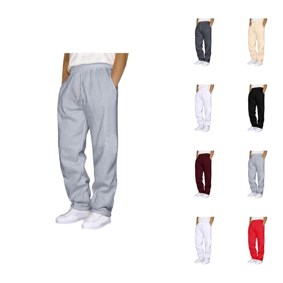 Sweatpants for Men 2026 Trendy Elastic Waist Drawstring Straight Leg Casual Pants Trousers with Pockets