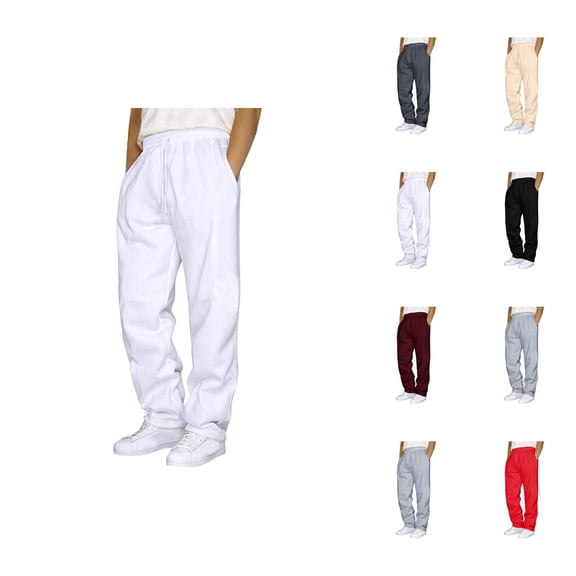 Sweatpants for Men 2026 Trendy Elastic Waist Drawstring Straight Leg Casual Pants Trousers with Pockets
