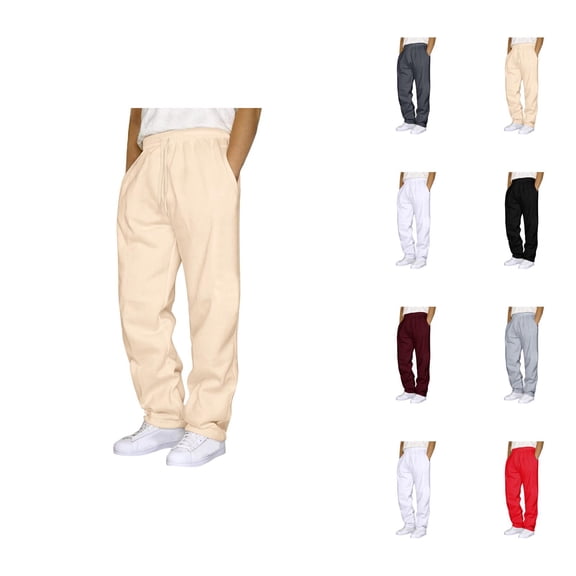 Sweatpants for Men 2026 Trendy Elastic Waist Drawstring Straight Leg Casual Pants Trousers with Pockets