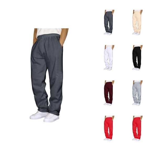 Sweatpants for Men 2026 Trendy Elastic Waist Drawstring Straight Leg Casual Pants Trousers with Pockets
