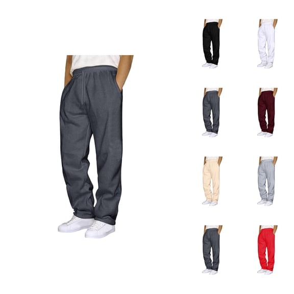 Sweatpants for Men 2026 Trendy Elastic Waist Drawstring Straight Leg Casual Pants with Pockets Trousers