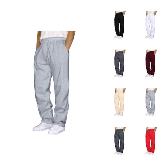Sweatpants for Men 2026 Trendy Elastic Waist Drawstring Straight Leg Casual Pants with Pockets Trousers