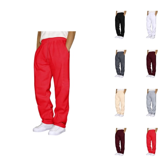 Sweatpants for Men 2026 Trendy Elastic Waist Drawstring Straight Leg Casual Pants with Pockets Trousers