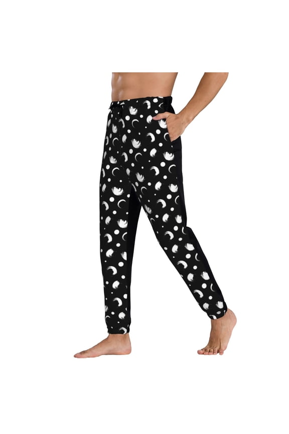Sweatpants for Men - Abstract moon pattern Adjustable Elastic Band Mens Joggers With Pockets, Athletic Workout Gym Casual Track Pants for Men