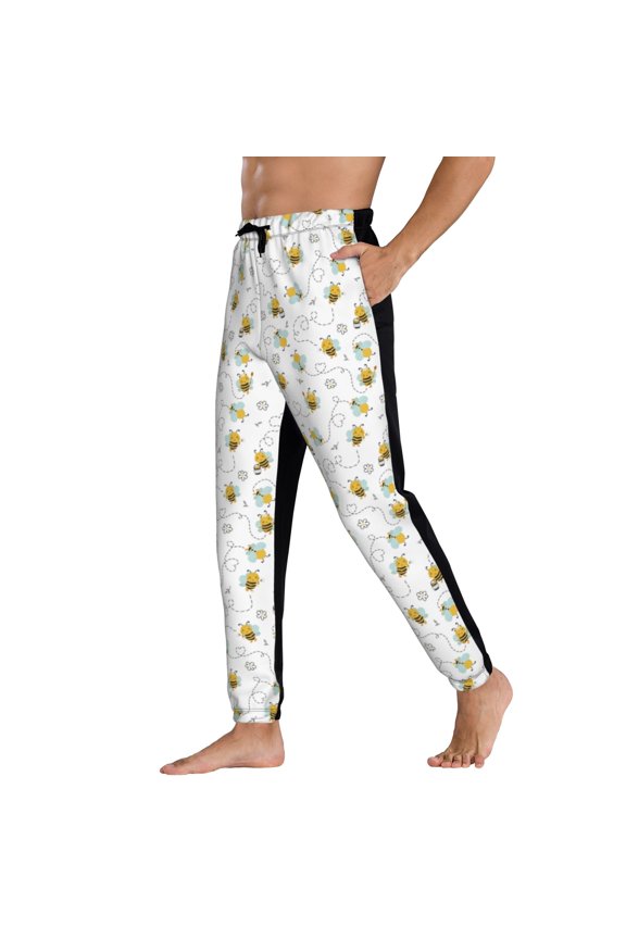 Sweatpants for Men - Bee print A Adjustable Elastic Band Mens Joggers With Pockets, Athletic Workout Gym Casual Track Pants for Men