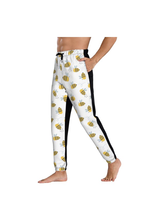 Sweatpants for Men - Bee print Adjustable Elastic Band Mens Joggers With Pockets, Athletic Workout Gym Casual Track Pants for Men