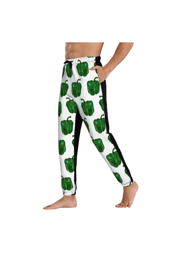 Sweatpants for Men - Bell Pepper Pattern green Adjustable Elastic Band Mens Joggers With Pockets, Athletic Workout Gym Casual Track Pants for Men