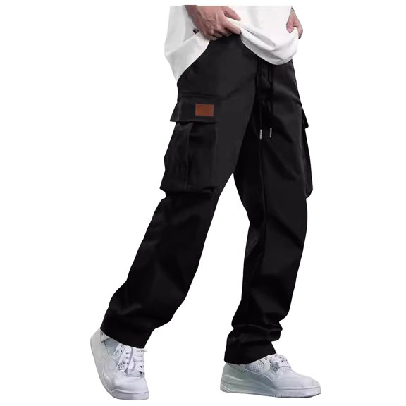Sweatpants for Men Big and Tall Men's Casual Cargo Pants Drawstring Elastic Waist Pants Loose Fit Joggers with Multi Pockets for Streetwear