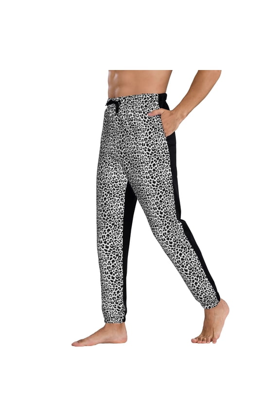 Sweatpants for Men - Black leopard print A Adjustable Elastic Band Mens Joggers With Pockets, Athletic Workout Gym Casual Track Pants for Men