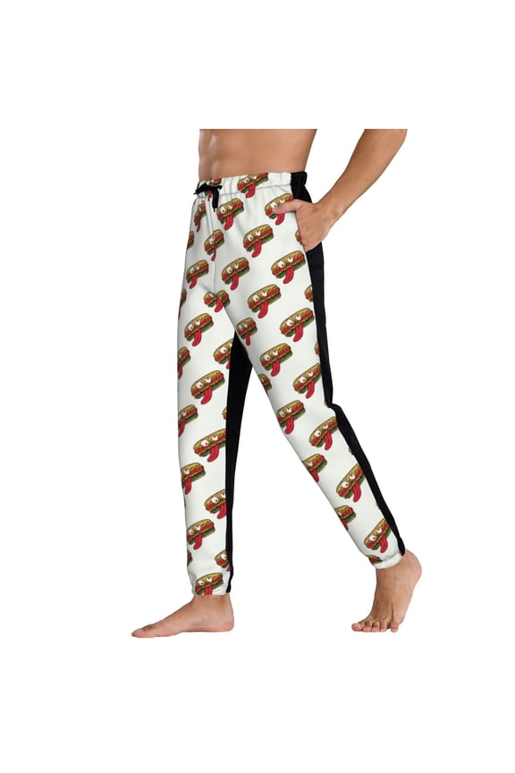 Sweatpants for Men - Cartoon Hot Dog Print Funny Adjustable Elastic Band Mens Joggers With Pockets, Athletic Workout Gym Casual Track Pants for Men