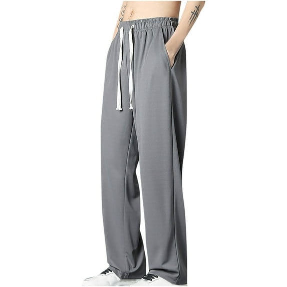Sweatpants for Men Casual Drawstring Pants Oversized Mens Stylish Workout Gym Pants Lightweight Summer Straight Fit