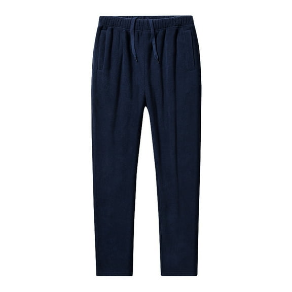 Sweatpants for Men Casual Fuzzy Fleece Thermal Trousers Fashion Pants Drawstring Elastic Waist Long Johns, Blue, L