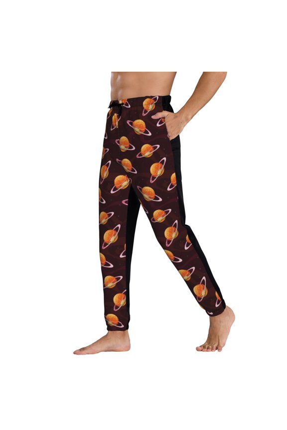 Sweatpants for Men - Cute Hamburger Burger Planet Adjustable Elastic Band Mens Joggers With Pockets, Athletic Workout Gym Casual Track Pants for Men