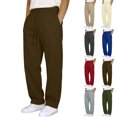 thumbnail image 1 of Sweatpants for Men Drawstring Elastic Waist Open bottom Straight Leg Draped Loose Fit Solid Color Casual Pockets Pants for Beach, 1 of 6
