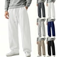 thumbnail image 1 of Sweatpants for Men Drawstring Elastic Waist Sweat Loose Wide Leg With Pockets All Season Comfort, 1 of 4