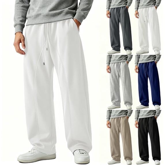 Sweatpants for Men Drawstring Elastic Waist Sweat Loose Wide Leg With Pockets All Season Comfort