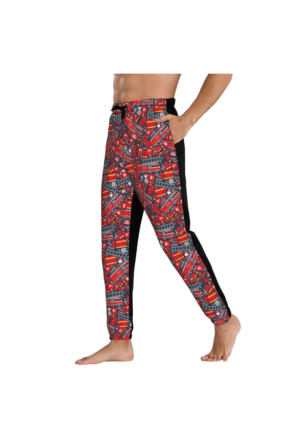 Sweatpants for Men - Fire Sign Adjustable Elastic Band Mens Joggers With Pockets, Athletic Workout Gym Casual Track Pants for Men