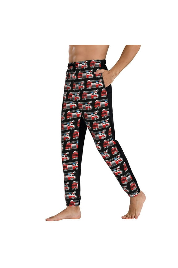 Sweatpants for Men - Fire and Rescue Truck Adjustable Elastic Band Mens Joggers With Pockets, Athletic Workout Gym Casual Track Pants for Men