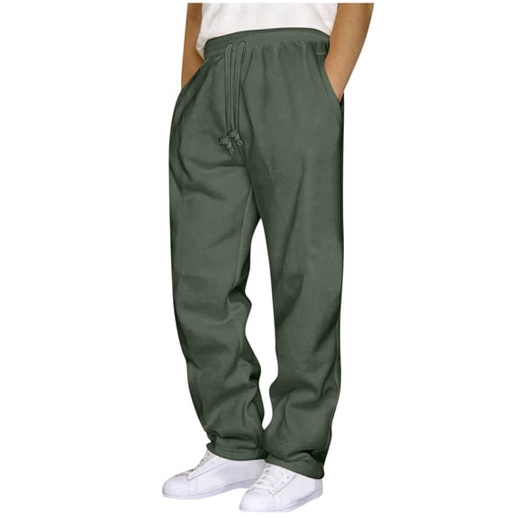 Sweatpants for Men High Waisted Straight Leg Sweatpants Drawstring Lounge Sweat Pants Casual Open Bottom Trousers 2025