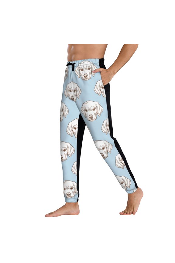 Sweatpants for Men - Labrador Retriever Dog Blue Adjustable Elastic Band Mens Joggers With Pockets, Athletic Workout Gym Casual Track Pants for Men