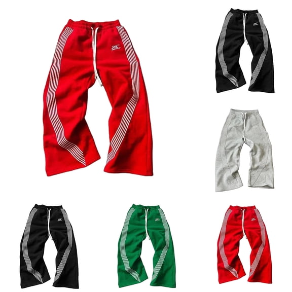 Sweatpants for Men Loose Streetwear Striped Slacks Wide Leg Sports Pants Drawstring Trousers Fall Athleisure Sweatpants Y2K