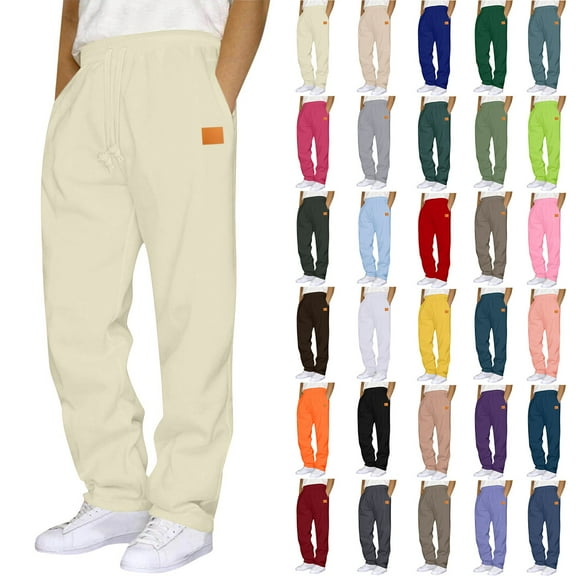 Sweatpants for Men Men's Athletic Running Pants Lightweight Winter Workout Joggers Quick Dry Gym Long Sweatpants Pant Track Training,BeigeB 2XL