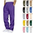 thumbnail image 1 of Sweatpants for Men Men's Drawstring Elastic Waist Solid Color Pocket Trousers Loose Movement,Purple,S, 1 of 5