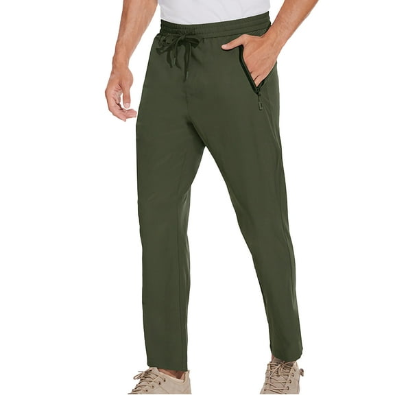 Sweatpants for Men, Men's Elastic Waist Hiking Pants Quick Dry Lightweight Drawstring Fitness Outdoor Sweatpants with Zipper Pockets