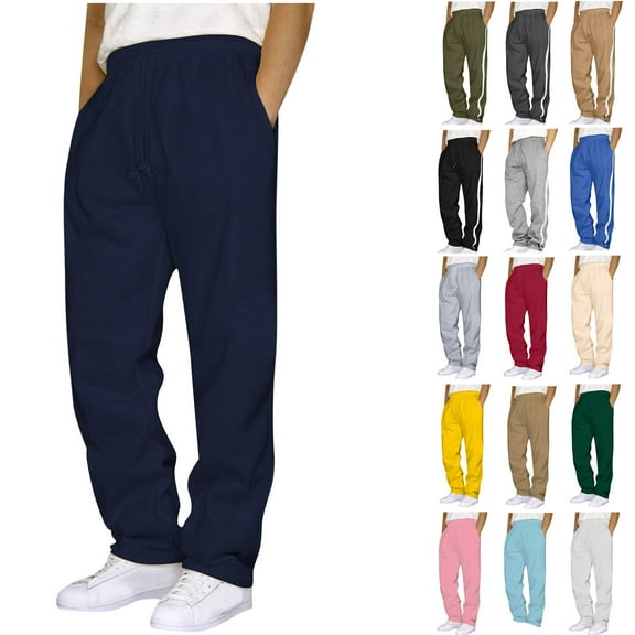 Sweatpants for Men Men's Pants, Everyday Cotton, Lightweight Lounge, Knit Pants for Men,Navy,L