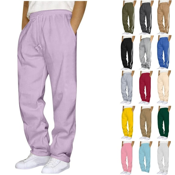 Sweatpants for Men Men's Pants, Everyday Cotton, Lightweight Lounge, Knit Pants for Men,Pink,L